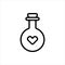 Pixel perfect black thin line icon of a healing heart potion. Editable stroke vector 64x64 pixel. Scale 5000% preview. RPG elixir