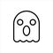 Pixel perfect black thin line icon of an open mouth ghost. Editable stroke vector 64x64 pixels. Scale 5000% preview. Cute
