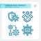 Pixel perfect blue bacteria thin line icons set