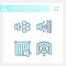 Pixel perfect blue soundproofing icons set