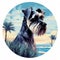 Pixel Perfect Schnauzer Painting With Palm Trees And Beach