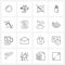 Pixel Perfect Set of 16 Vector Line Icons such as candy, camera, electric, bin, home