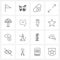 Pixel Perfect Set of 16 Vector Line Icons such as mushroom, amanita, medical, arrow, retract