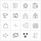 Pixel Perfect Set of 16 Vector Line Icons such as web, hair blower, molecule, dryer, call
