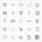 Pixel Perfect Set of 25 Vector Line Icons such as adventure, skating, drink, upload, right