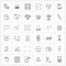 Pixel Perfect Set of 36 Vector Line Icons such as checkmark, approve, clock, arrow upload, film