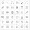 Pixel Perfect Set of 36 Vector Line Icons such as knife, crime, mirror, disable, circle