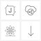 Pixel Perfect Set of 4 Vector Line Icons such as alphabet; thanksgiving; j; internet; arrow
