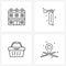 Pixel Perfect Set of 4 Vector Line Icons such as apartment, luggage, house, fire, location