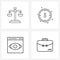 Pixel Perfect Set of 4 Vector Line Icons such as banking, online, justice, navigation, window