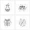 Pixel Perfect Set of 4 Vector Line Icons such as beaker, surprise, labour, group, arrow