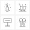 Pixel Perfect Set of 4 Vector Line Icons such as bowling; shopping; bowling; buy; constructions