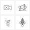 Pixel Perfect Set of 4 Vector Line Icons such as camera; star; disable; multimedia; corn