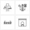 Pixel Perfect Set of 4 Vector Line Icons such as cooking, transport, monitor, dollar, chimney