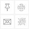 Pixel Perfect Set of 4 Vector Line Icons such as data, mail, point, fingerprint, love