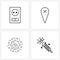 Pixel Perfect Set of 4 Vector Line Icons such as electric, galaxy, location, cross, rocket