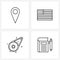 Pixel Perfect Set of 4 Vector Line Icons such as gps; belt; country; united; brand book