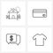 Pixel Perfect Set of 4 Vector Line Icons such as home; chat; house; bank; money