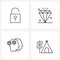 Pixel Perfect Set of 4 Vector Line Icons such as open; avatar; diamond; business; activities