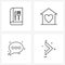 Pixel Perfect Set of 4 Vector Line Icons such as recipe book, conversation, meal, love, sms