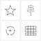 Pixel Perfect Set of 4 Vector Line Icons such as star, medical, arrows, road, reload