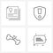 Pixel Perfect Set of 4 Vector Line Icons such as voter, messages, security, broken bones, sms