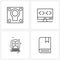 Pixel Perfect Set of 4 Vector Line Icons such as woofer, train, music, programmer, travel