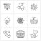 Pixel Perfect Set of 9 Vector Line Icons such as dollar, globe, Christmas, globe, light