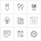 Pixel Perfect Set of 9 Vector Line Icons such as estate, cloud, atm, career, graduation