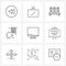 Pixel Perfect Set of 9 Vector Line Icons such as iMac, hand, tick, touch, books