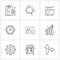 Pixel Perfect Set of 9 Vector Line Icons such as photography, image, drink, gallery, minutes