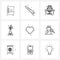 Pixel Perfect Set of 9 Vector Line Icons such as valentine, heart, desk, Monet plant, plants