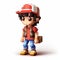 Pixel Person Pokemon With Hat: 3d 8 Bit Cartoon Of Jacob As A Kid