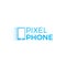 Pixel phone logo. Technology modern logotype