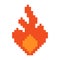 Pixel picture fire red vector. flame burns isolated