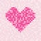 Pixel pink heart symbol square pattern for valentines day.