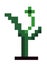 Pixel plant with leaves, 8 bit retro game element