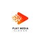 pixel play media logo design template. play icon symbol design