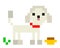 Pixel poodle dog with food\\\'s image. Silver dog pattern, Vector Illustration