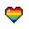 Pixel pride rainbow heart icon. Clipart image