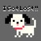 Pixel puppy got lost image. White dog pattern, Vector Illustration of pixel art