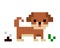 Pixel puppy with poo image. Brown dog pattern, Vector Illustration