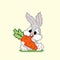 pixel rabbit carrying carrots. logo icon for 8 bit game vector illustration