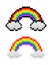 Pixel rainbow and clouds image. Pattern crochet sample.