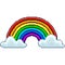 Pixel rainbow with clouds isolated vector