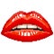 Pixel red woman lips vector