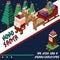 Pixel Santa Claus and Reindeer and snowman ,Merry Christmas and