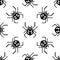 Pixel seamless pattern with 8 bit spider. Vector Illustration