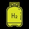 Pixel silhouette icon. Sealed cylinder for industrial storage and transportation of environmentally friendly liquid hydrogen fuel