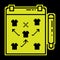Pixel silhouette icon. Tablet with with plan diagram of arrangement of players on football field. Leading coach by team players